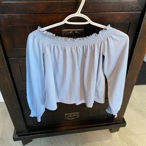 LIGHT BLUE OFF THE SHOULDER LONG SLEEVE H&M
